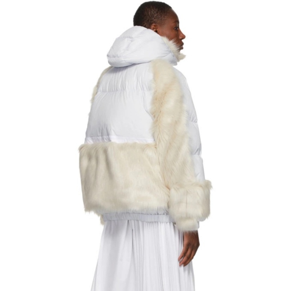Nike X Sacai White and Cream Fur-Trimmed Puffer Jacket - Picture 3 of 4